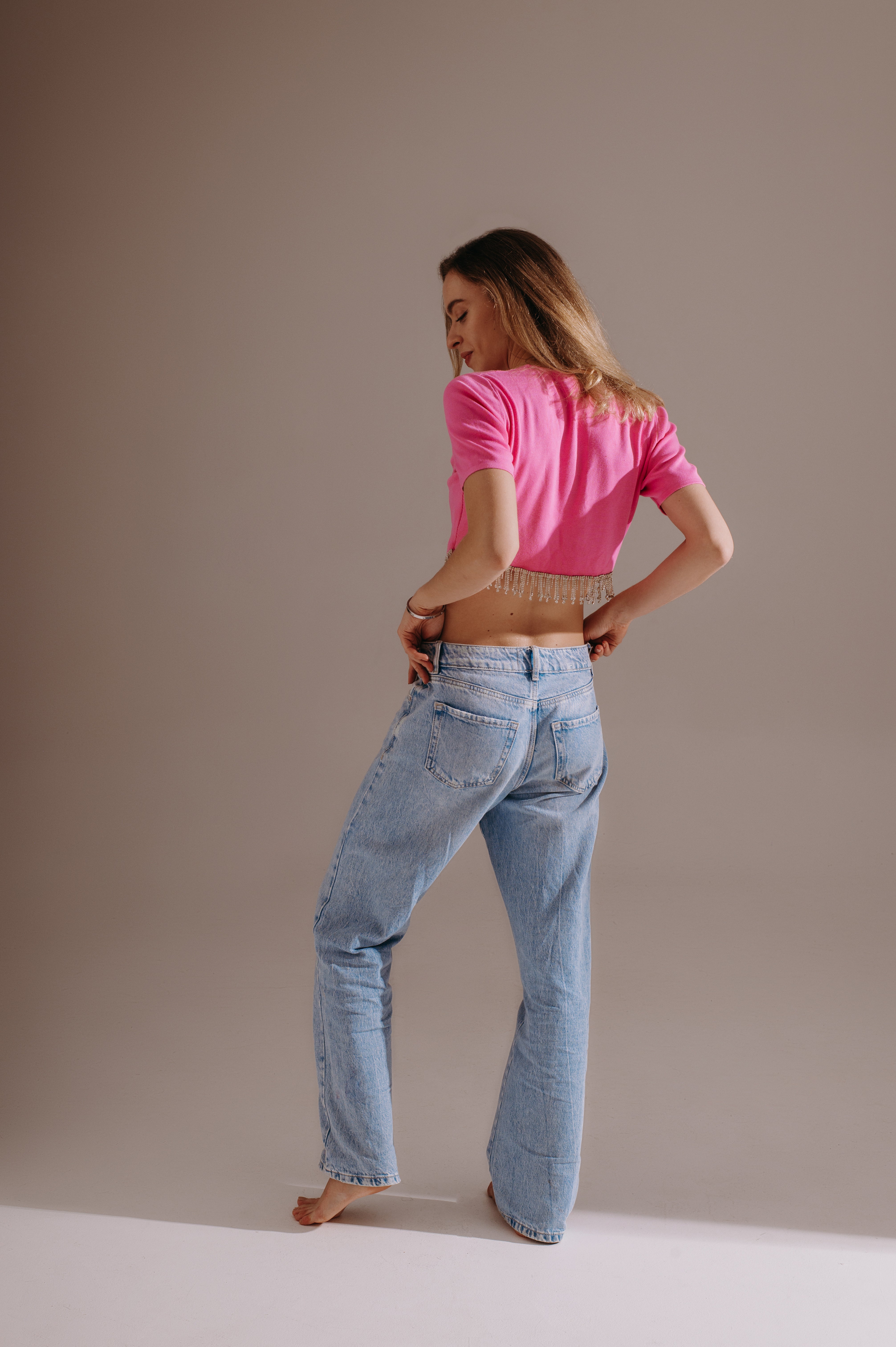 Tessa Tassel Knit Crop Top – Candy Pink